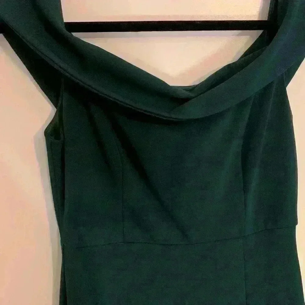 Lulus Aveline Forest Green Off-the-Shoulder Maxi Dress, Womens Size Medium - Picture 7 of 16